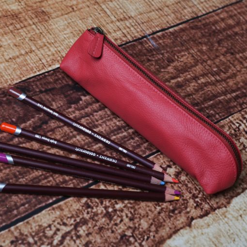 Blake Leather Pencil Case in Earthy Red